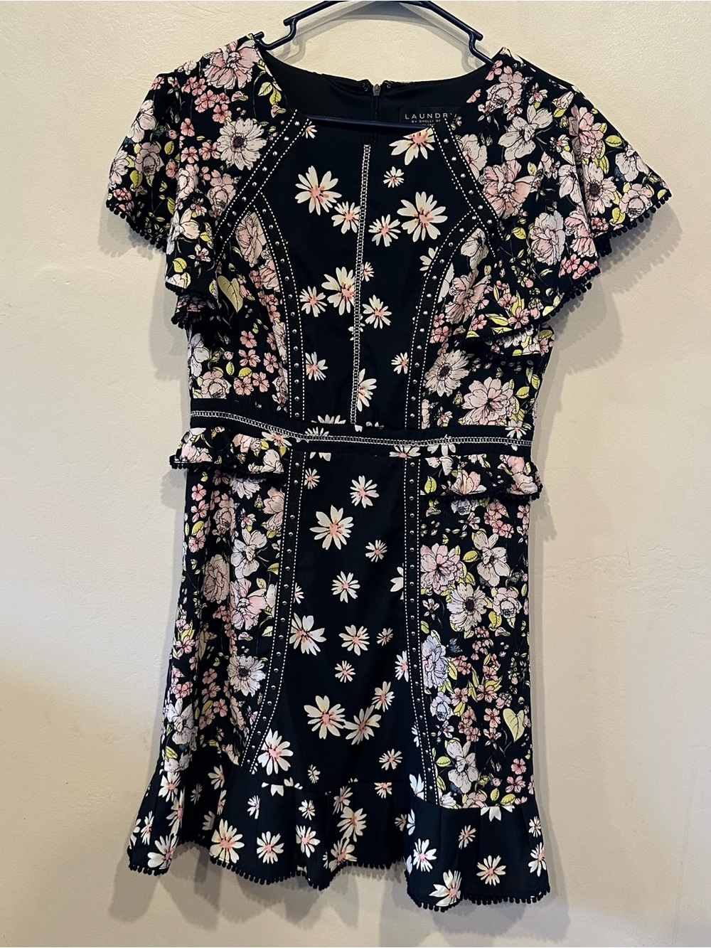 Laundry by Shelli Segal Women’s Size 8 Black Floral Fit & Flare Knee Dress